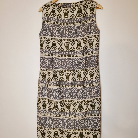 Tropical Escape Googie 60s Cream Sky and Forest Green Graphic Printed Dress - Picture 9 of 16